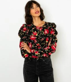 Blouse Courte Fleurie Femme Bouquet Glam | Blouses, Chemisiers Camaieu Femme