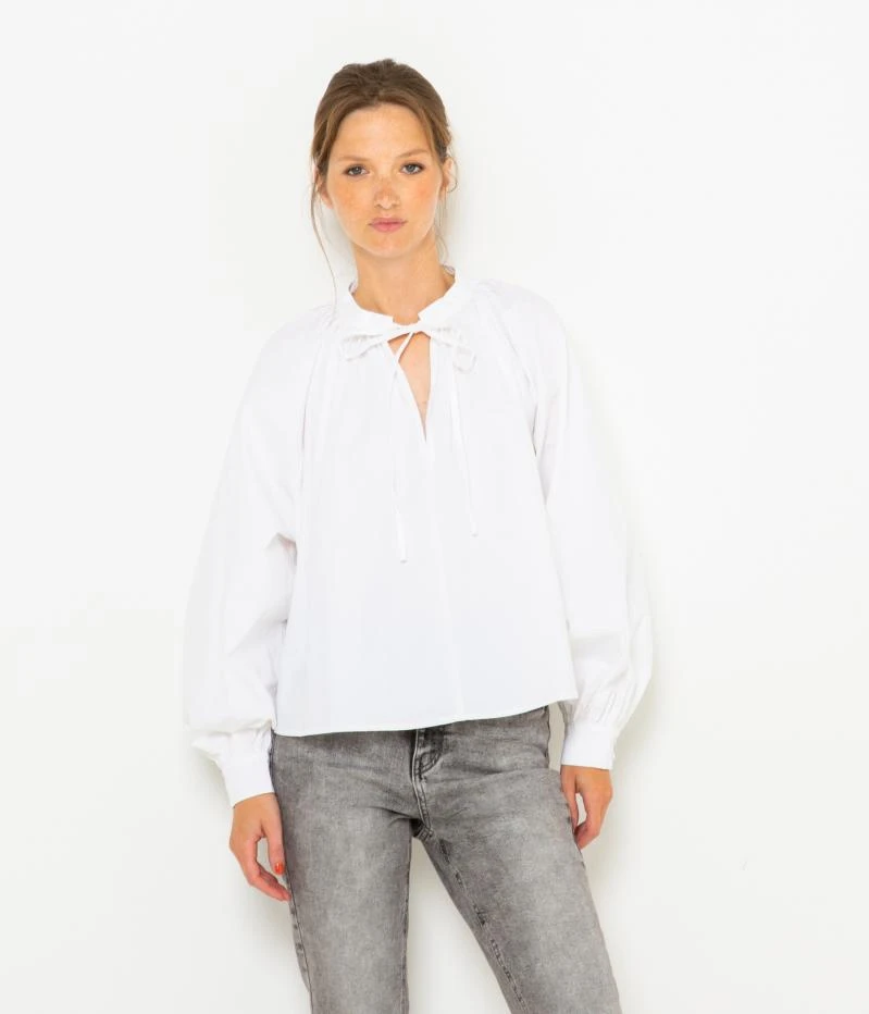 Blouse En Popeline De Coton Blanc Blanc De Blanc | Blouses, Chemisiers Camaieu Femme 4 Blouse En Popeline De Coton Blanc Blanc De Blanc | Blouses, Chemisiers Camaieu Femme – Image 2