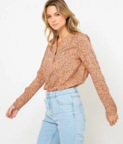 Blouse Imprimée Femme Viscose Responsable Tachiste Tuny Cafe Creme | Blouses, Chemisiers Camaieu Femme