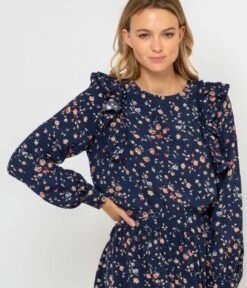 Blouse Volants Femme Bouquet Imprime | Blouses, Chemisiers Camaieu Femme