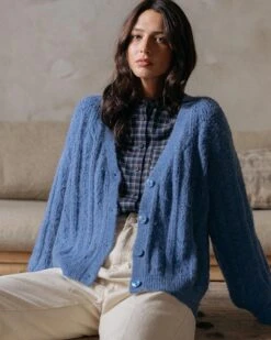 Cardigan Douce Bleu | Pulls & Cardigans Grace & Mila Femme -Vêtements Femme Soldes cardigan douce bleu pulls cardigans grace mila femme 4