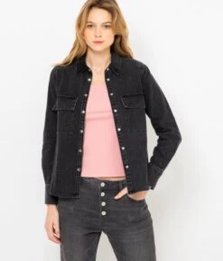 Chemise En Jean Femme Acid Black | Blouses, Chemisiers Camaieu Femme -Vêtements Femme Soldes chemise en jean femme acid black blouses chemisiers camaieu femme 6