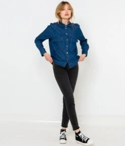 Chemise En Jean Femme Rinsed | Blouses, Chemisiers Camaieu Femme -Vêtements Femme Soldes chemise en jean femme rinsed blouses chemisiers camaieu femme 4