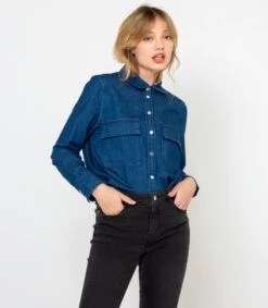 Chemise En Jean Femme Rinsed | Blouses, Chemisiers Camaieu Femme -Vêtements Femme Soldes chemise en jean femme rinsed blouses chemisiers camaieu femme 6