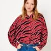 Chemise Oversize Femme Imprimée Viscose Responsable Zebre Claret Noir | Blouses, Chemisiers Camaieu Femme