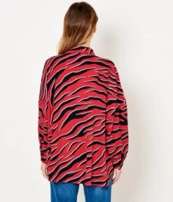 Chemise Oversize Femme Imprimée Viscose Responsable Zebre Claret Noir | Blouses, Chemisiers Camaieu Femme -Vêtements Femme Soldes chemise oversize femme imprimc3a9e viscose responsable zebre claret noir blouses chemisiers camaieu femme 3