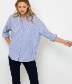 Chemise Oversize Femme Rayures Bleu Shirting | Blouses, Chemisiers Camaieu Femme