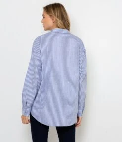 Chemise Oversize Femme Rayures Bleu Shirting | Blouses, Chemisiers Camaieu Femme -Vêtements Femme Soldes chemise oversize femme rayures bleu shirting blouses chemisiers camaieu femme 3