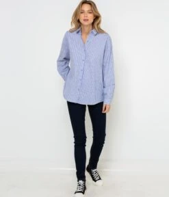 Chemise Oversize Femme Rayures Bleu Shirting | Blouses, Chemisiers Camaieu Femme -Vêtements Femme Soldes chemise oversize femme rayures bleu shirting blouses chemisiers camaieu femme 4