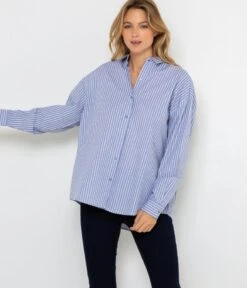 Chemise Oversize Femme Rayures Bleu Shirting | Blouses, Chemisiers Camaieu Femme -Vêtements Femme Soldes chemise oversize femme rayures bleu shirting blouses chemisiers camaieu femme 6