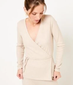 Gilet Cache-cœur Femme Beige Clair Chine | Homewear Camaieu Femme -Vêtements Femme Soldes gilet cache cc593ur femme beige clair chine homewear camaieu femme 6