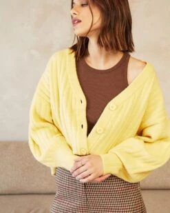 Gilet Dagny Jaune | Pulls & Cardigans Grace & Mila Femme