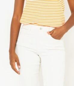 Jean Court Et Évasé Femme Blanc Cassé | Jeans Camaieu Femme