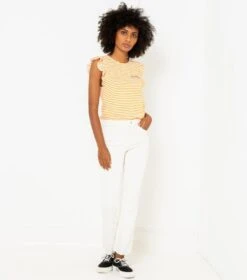 Jean Court Et Évasé Femme Blanc Cassé | Jeans Camaieu Femme -Vêtements Femme Soldes jean court et c3a9vasc3a9 femme blanc cassc3a9 jeans camaieu femme 5