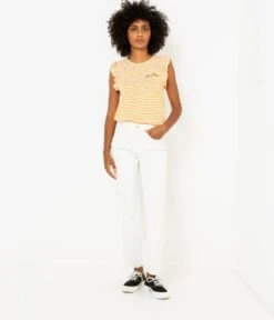 Jean Court Et Évasé Femme Blanc Cassé | Jeans Camaieu Femme -Vêtements Femme Soldes jean court et c3a9vasc3a9 femme blanc cassc3a9 jeans camaieu femme 6