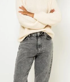 Jean Mom Femme Coton Bio Waterless Process Light Grey Used | Jeans Camaieu Femme