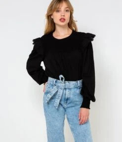 Jean Taille Haute Ceinturée Femme Waterless Acid Blue | Jeans Camaieu Femme