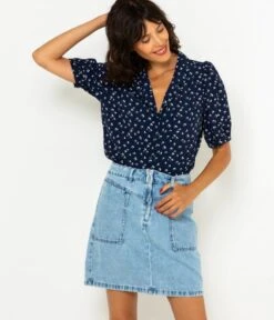 Jupe Denim Zippée Femme Waterless Process Double Stone | Jupes Camaieu Femme