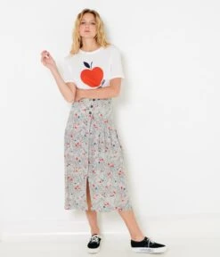 Jupe Fendue Midi Imprimée Print Coeur Preppy | Jupes Camaieu Femme -Vêtements Femme Soldes jupe fendue midi imprimc3a9e print coeur preppy jupes camaieu femme 4