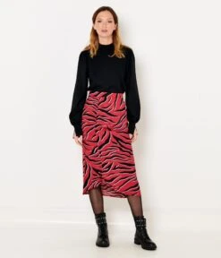 Jupe Midi Imprimée Zebre Claret Noir | Jupes Camaieu Femme -Vêtements Femme Soldes jupe midi imprimc3a9e zebre claret noir jupes camaieu femme 4