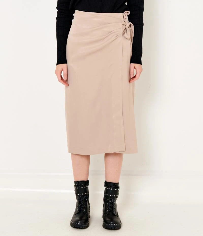 Jupe Midi Portefeuille Cobblestone | Jupes Camaieu Femme 4 Jupe Midi Portefeuille Cobblestone | Jupes Camaieu Femme – Image 2