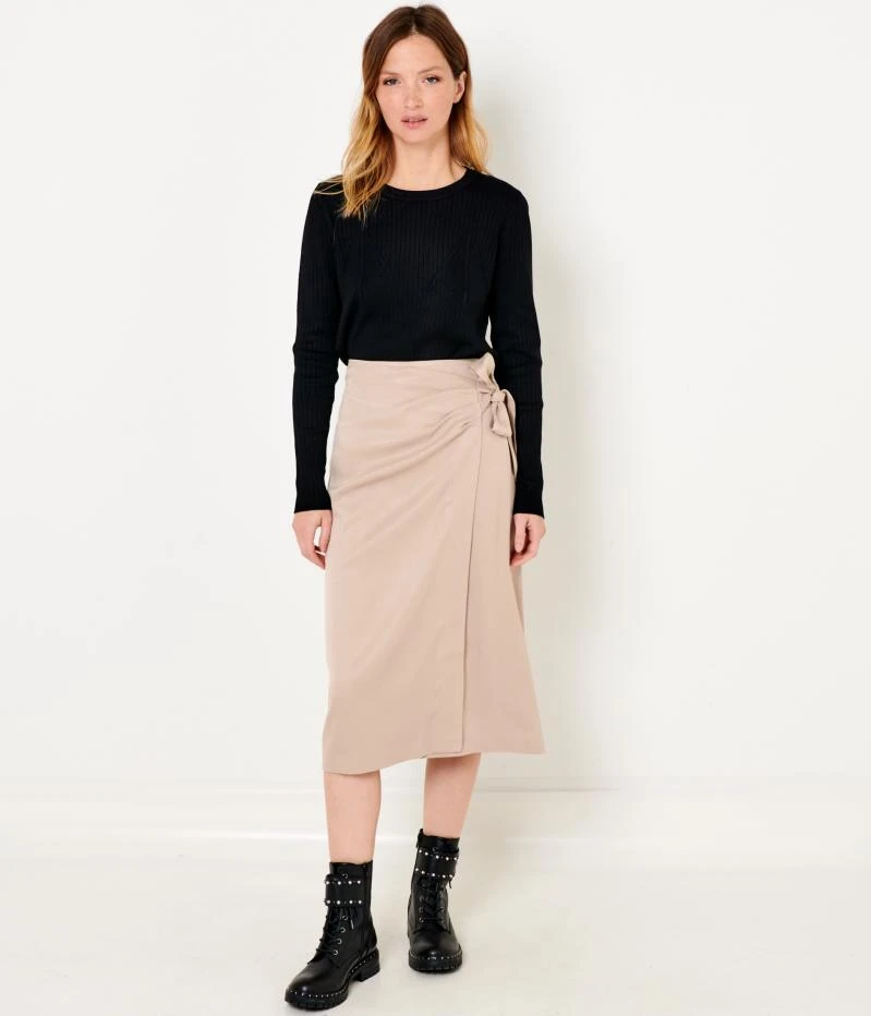 Jupe Midi Portefeuille Cobblestone | Jupes Camaieu Femme 6 Jupe Midi Portefeuille Cobblestone | Jupes Camaieu Femme – Image 4