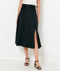 Jupe Noire Fendue Ceinturée Noir | Jupes Camaieu Femme -Vêtements Femme Soldes jupe noire fendue ceinturc3a9e noir jupes camaieu femme 2