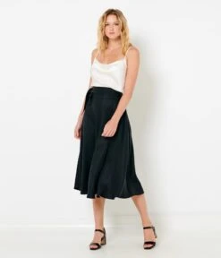 Jupe Noire Fendue Ceinturée Noir | Jupes Camaieu Femme -Vêtements Femme Soldes jupe noire fendue ceinturc3a9e noir jupes camaieu femme 4