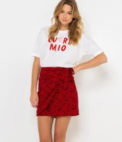 Jupe Portefeuille Imprimé Fleuri Fleurs Graphique Fond Rouge | Jupes Camaieu Femme -Vêtements Femme Soldes jupe portefeuille imprimc3a9 fleuri fleurs graphique fond rouge jupes camaieu femme 6