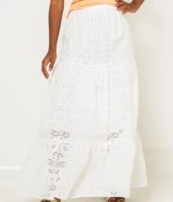 Longue Jupe Brodée Blanc De Blanc | Jupes Camaieu Femme -Vêtements Femme Soldes longue jupe brodc3a9e blanc de blanc jupes camaieu femme 6