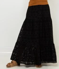 Longue Jupe Brodée Noir | Jupes Camaieu Femme -Vêtements Femme Soldes longue jupe brodc3a9e noir jupes camaieu femme 2