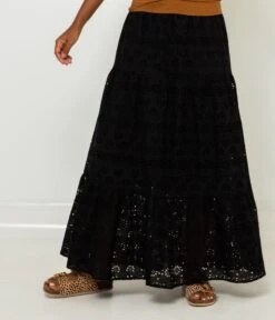 Longue Jupe Brodée Noir | Jupes Camaieu Femme -Vêtements Femme Soldes longue jupe brodc3a9e noir jupes camaieu femme 6