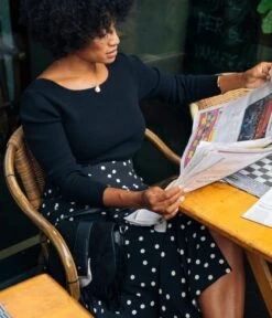 Longue Jupe À Pois Gros Pois Reveal Noir Fd Craie | Jupes Camaieu Femme -Vêtements Femme Soldes longue jupe c3a0 pois gros pois reveal noir fd craie jupes camaieu femme 7