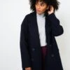 Manteau Oversize Femme En Laine Marine | Manteaux,Doudounes Camaieu Femme