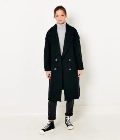 Manteau Oversize Femme En Laine Noir | Manteaux,Doudounes Camaieu Femme -Vêtements Femme Soldes manteau oversize femme en laine noir manteauxdoudounes camaieu femme 4