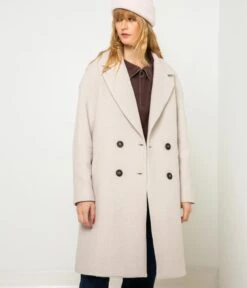 Manteau Oversize Femme En Laine Smoke Gray | Manteaux,Doudounes Camaieu Femme