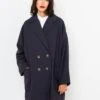 Manteau Pardessus Femme Matières Recyclées Dark Navy | Manteaux,Doudounes Camaieu Femme