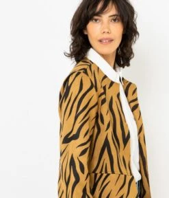 Manteau Zébré Femme Imprimé Zèbre Marron | Manteaux,Doudounes Camaieu Femme -Vêtements Femme Soldes manteau zc3a9brc3a9 femme imprimc3a9 zc3a8bre marron manteauxdoudounes camaieu femme 6