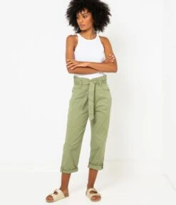 Pantacourt Carotte Ceinture Femme Kaki Clair | Shorts, Pantacourts Camaieu Femme -Vêtements Femme Soldes pantacourt carotte ceinture femme kaki clair shorts pantacourts camaieu femme 4