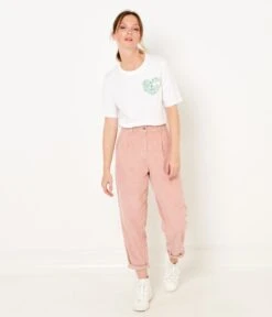 Pantalon Carotte Femme En Velours Pink Dogwood | Pantalons Camaieu Femme -Vêtements Femme Soldes pantalon carotte femme en velours pink dogwood pantalons camaieu femme 4