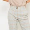Pantalon Droit Imprimé Carreaux Femme Checks Bleu Marron Preppy | Pantalons Camaieu Femme