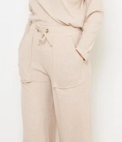 Pantalon En Maille Côtelé Femme  Beige Clair Chine | Pantalons Camaieu Femme -Vêtements Femme Soldes pantalon en maille cc3b4telc3a9 femmec2a0 beige clair chine pantalons camaieu femme 6