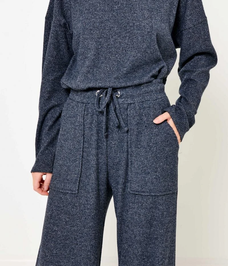 Pantalon En Maille Côtelé Femme Blue Graphite | Pantalons Camaieu Femme 3 Pantalon En Maille Côtelé Femme Blue Graphite | Pantalons Camaieu Femme