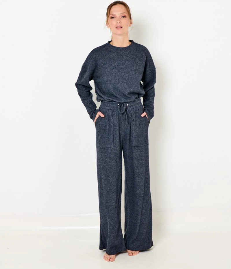Pantalon En Maille Côtelé Femme Blue Graphite | Pantalons Camaieu Femme 8 Pantalon En Maille Côtelé Femme Blue Graphite | Pantalons Camaieu Femme – Image 6