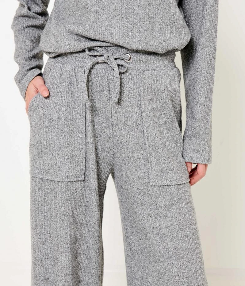 Pantalon En Maille Côtelé Femme Gris Clair Chine | Pantalons Camaieu Femme 3 Pantalon En Maille Côtelé Femme Gris Clair Chine | Pantalons Camaieu Femme