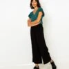 Pantalon Large Écourté Femme Noir | Pantalons Camaieu Femme