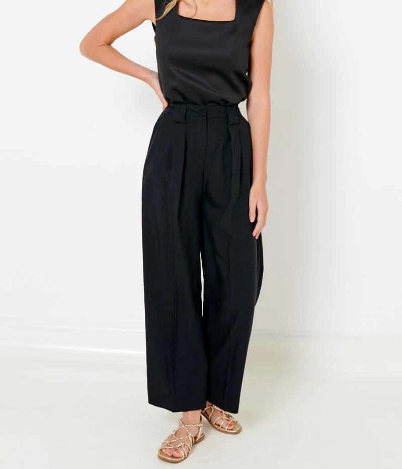Pantalon Large Lyocell Femme Noir | Pantalons Camaieu Femme 4 Pantalon Large Lyocell Femme Noir | Pantalons Camaieu Femme – Image 2