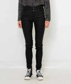 Pantalon Skinny Enduit Femme Noir | Pantalons Camaieu Femme -Vêtements Femme Soldes pantalon skinny enduit femme noir pantalons camaieu femme 2