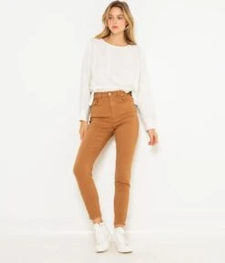 Pantalon Skinny Femme Waterless Process Brown Sugar | Pantalons Camaieu Femme -Vêtements Femme Soldes pantalon skinny femme waterless process brown sugar pantalons camaieu femme 4