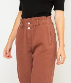 Pantalon Taille Haute Froncée Waterless Process Mink | Pantalons Camaieu Femme